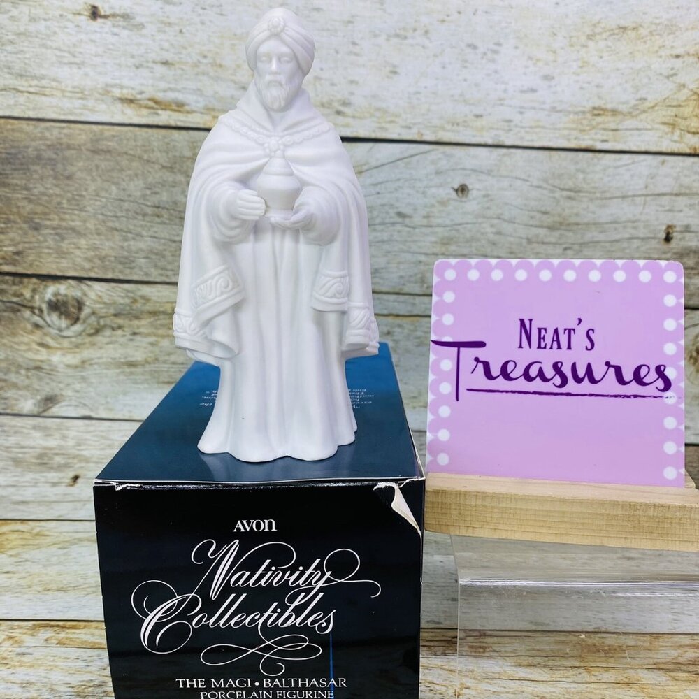 1982 Avon Nativity Collectibles THE MAGI BALTHSAR Porcelain 6.5" Figurine In Box